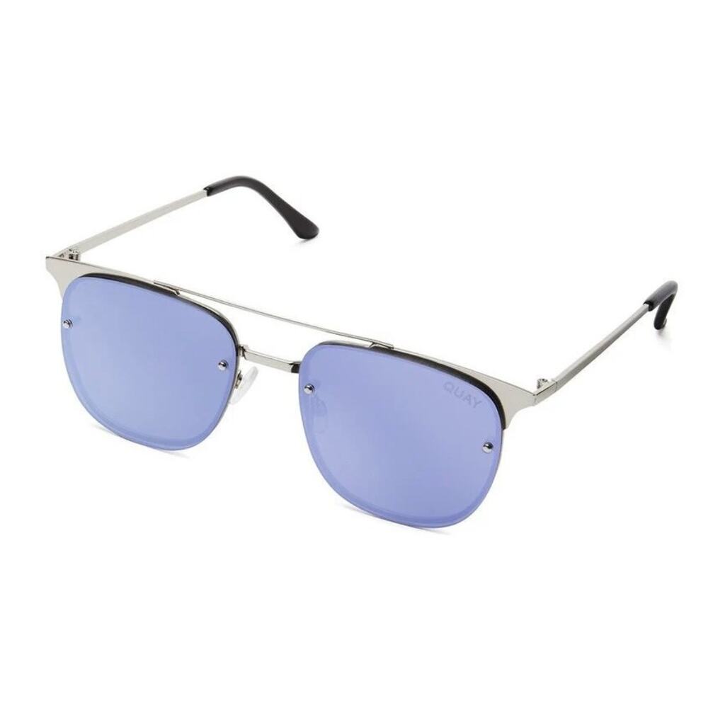 QUAY Private Eyes Silver/Violet Mirror Sunglasses Large Unisex